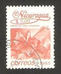 Stamps Nicaragua -  1390 - flor hibiscus rosa senensis