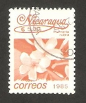 Stamps Nicaragua -  1396 - flor plumeria rubra