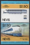 Stamps Saint Kitts and Nevis -  LÍDERES  EN  EL  MUNDO:  LOCOMOTORAS.  1964  JNR  SHIN-KANSEN,  JAPÓN.