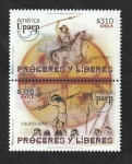 Stamps Chile -  2049 A y 2049 B - América Upaep, Próceres y Líderes, Lautaro y Caupolicán