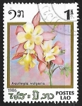 Stamps Laos -  Aquilegia vulgaris