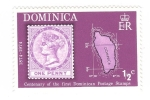 Sellos de America - Dominica -  Centenario del primer sello 1874-1974