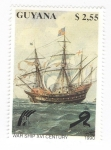 Stamps Guyana -  Barco de guerra siglo XVI