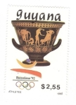 Stamps Guyana -  Barcelona 92.Atletas