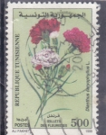 Stamps Tunisia -  FLORES- claveles 