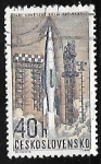 Sellos de Europa - Checoslovaquia -  Launching of Soviet space rocket