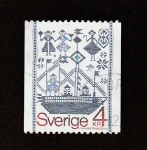 Sellos de Europa - Suecia -  bordado de un barco