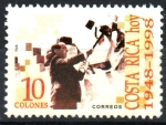 Stamps : America : Costa_Rica :  50th  ANIVERSARIO  DE  LA  SEGUNDA  REPÚBLICA.  PRESIDENTE  FIGUERES  DEMOLIENDO  EL  MURO  DE  LA  
