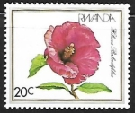 Stamps Rwanda -  Flores - Hibiscus Berberidifolius
