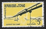 Stamps Chad -  Bridge over the Chari, hippopotamus