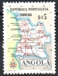 Sellos de Africa - Angola -  MAPA  DE  ANGOLA