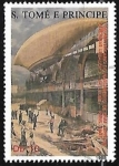 Stamps S�o Tom� and Pr�ncipe -  zepelin - Airship le Jeune at Mooring Pad, Paris 1903