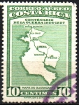 Sellos de America - Costa Rica -  CENTENARIO  DE  LA  GUERRA  1856-1957.  MAPA  DE  GUANACASTE.