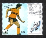 Stamps Laos -  Copa mundial de Futbol, Italia 90