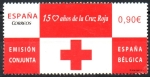 Stamps Spain -  150th  AÑOS  DE  LA  CRUZ  ROJA.  EMISIÓN  CONJUNTA  ESPAÑA  BÉLGICA