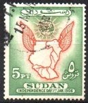 Stamps Africa - Sudan -  DÍA  DE  LA  INDENDENCIA.  MAPA  DE  SUDAN  Y  SOL