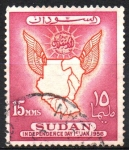 Stamps Sudan -  DÍA  DE  LA  INDENDENCIA.  MAPA  DE  SUDAN  Y  SOL