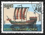 Stamps Cambodia -  Barcos medievales - Kogge