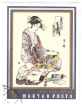 Stamps : Europe : Hungary :  pintura japonesa