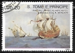 Sellos de Africa - Santo Tom� y Principe -  Veleros - Merchant Ships at Sea, 18th Century