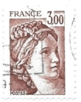 Stamps France -  3 marrón