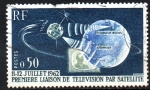 Stamps France -  PRIMERA  CONECCIÓN  DE  TELEVISIÓN  ENTRE USA  Y  EUROPA  POR  MEDIO  DEL  SATÉLITE  TELSTAR