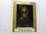 Stamps Yemen -  Rembrandt  man with golden helmet