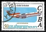 Sellos de America - Cuba -  Aviones -50 Aniversario de la linea aérea cubana