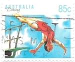 Sellos de Oceania - Australia -  deporte en familia, salto de trampolín