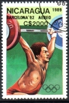Stamps Nicaragua -   JUEGOS  OLÍMPICOS  DE  BARCELONA  1992, LEVANTAMIENTO  DE  PESAS.
