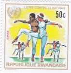 Sellos de Africa - Rwanda -  Danza lucha contra el racismo-
