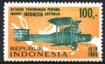 Stamps Indonesia -  50th  ANIVERSARIO  DEL  PRIMER  VUELO  DE  INGLATERRA  A  TRAVÉS  DE  JAVA