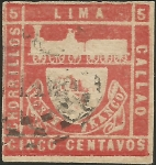 Stamps : America : Peru :  1870 - Tren Lima - Callao - El primer tres de Sudamérica