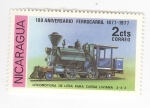 Stamps Nicaragua -  100 aniversario ferrocarril. Locomotora leña carga liviana
