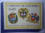 Stamps Colombia -  Visita de los Presidentes Eduardo Frei (Chile) y Raúl Leoni (V/zuela) Agosto de 1966- Escudos de Arm