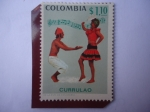 Sellos de America - Colombia -  Currulao - Folclor-Baile Costa Atlántica Colombiano-Vestidos típicos-Melodía Popular.