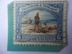 Stamps : America : Trinidad_y_Tobago :  Lago de Asfalto/Brea-Descubierta por el Pirata y Corsario Walter Raleigh en 1595.