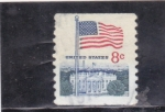 Stamps United States -  bandera y Casa Blanca 