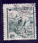 Stamps : Asia : South_Korea :  Coltivador de arroz