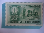 Sellos de America - Colombia -  Caja de Crédito Agrario (1931-1956) 25 Años al Servicio de la Patria-Emblema-Tractor-Agricultura.