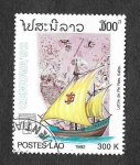 Stamps : Asia : Laos :  1086 - Veleros y Mapas