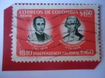 Stamps Colombia -  1810-Independencia Nacional-1960-150 Aniversario de la Independencia- Bernardo Álvarez- Joaquín Guti
