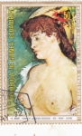 Stamps Equatorial Guinea -  pintura- rubia de los senos desnudos 