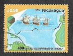 Stamps : America : Nicaragua :  C1027 - 490 Aniversario del Descubrimiento de América