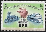 Sellos del Mundo : Asia : Maldivas : 100 años de la Unión Postal Universal