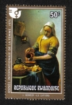 Stamps Rwanda -  Año internacional de la mujer, J. Vermeer: La Laitiére