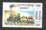 Stamps Cambodia -  1447 - Locomotora