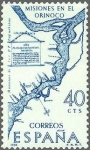 Stamps Spain -  1889 - Forjadores de América - Plano de las misiones del Orinoco