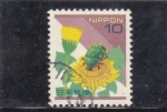 Stamps Japan -  flores y mariquita 