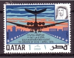 Stamps : Asia : Qatar :  Inauguración Linea aérea Vickers